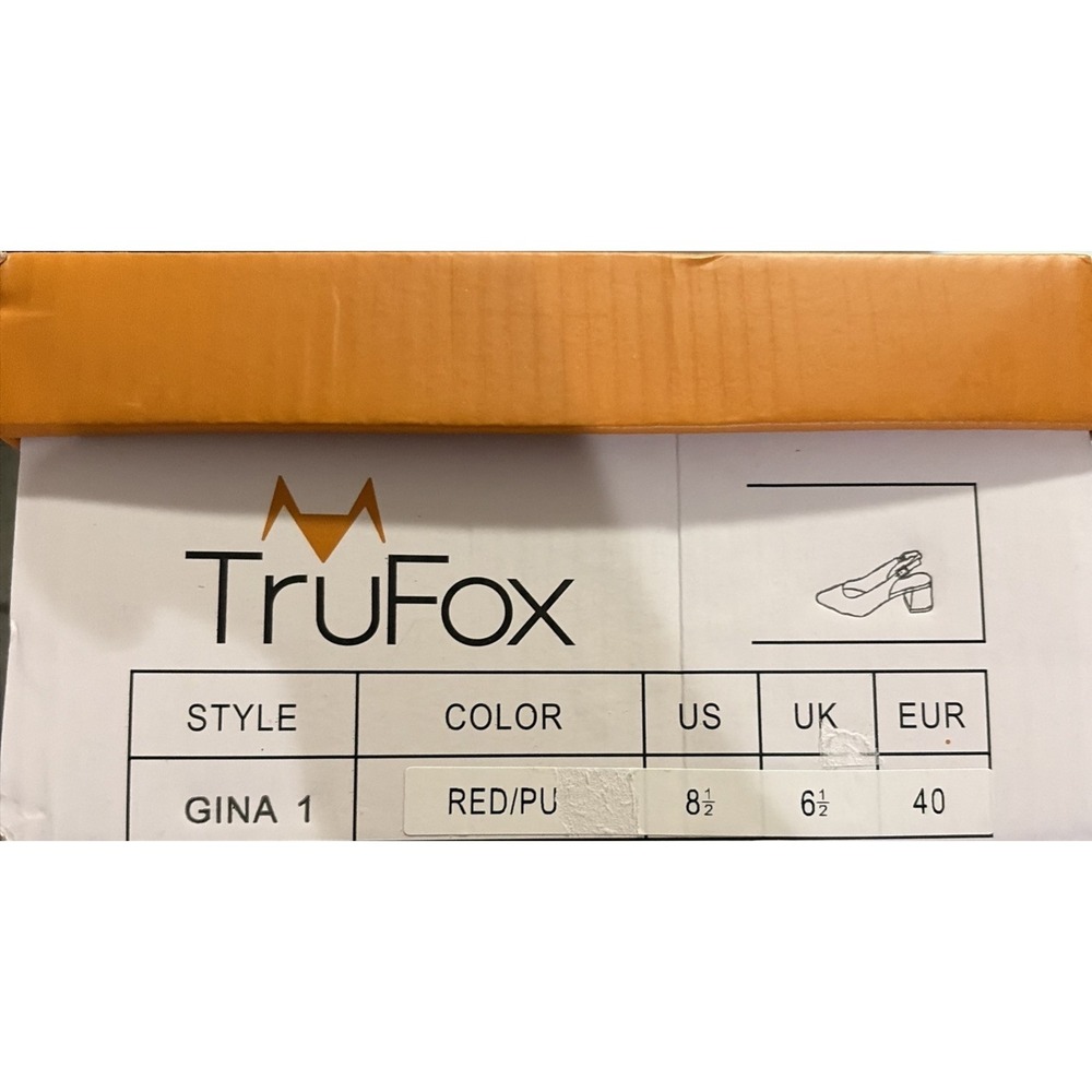 TruFox‎ Red Pointed Toe Slingback Women 6.5 Block Heels Statement Work - Picture 6 of 7